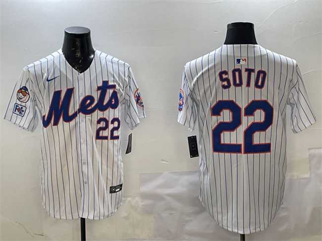 Mens New York Mets #22 Juan Soto White 2025 Spring Training Home Limited Stitched Jersey